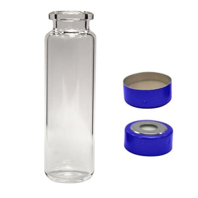 Chromatography Research Supplies 20 mL Headspace Vial Combo Pack w/Magnetic Ring Crimp Cap (100/pk)